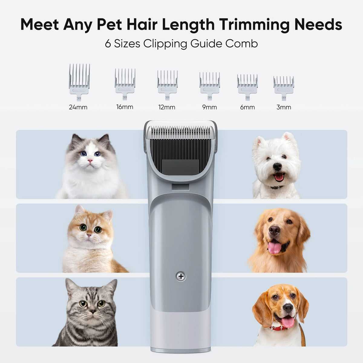 Dog Grooming Kit, 2.5L Pet Hair Grooming Vacuum, 5-In-1 Electric Clippers Cleaning Sets for Dog/Cat/Other Animals, Gray